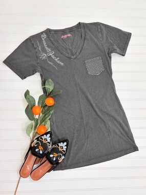 Barrett Jackson Rhinestone Pocket VNeck Tee